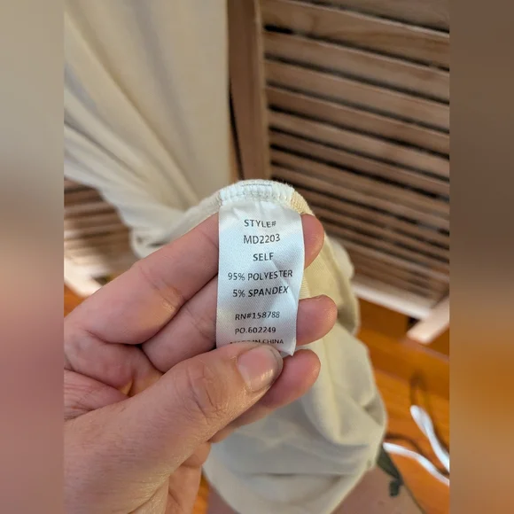 Mable Champagne Ruched Plunge Long Sleeve Maxi Dress Glam Evening Gown S - Picture 7 of 7